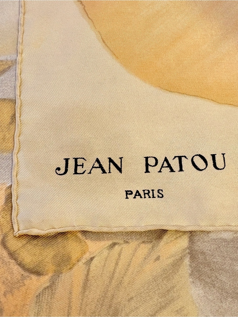 Vintage JEAN PATOU Paris 1970s Silk Scarf Watercolor Bouquet